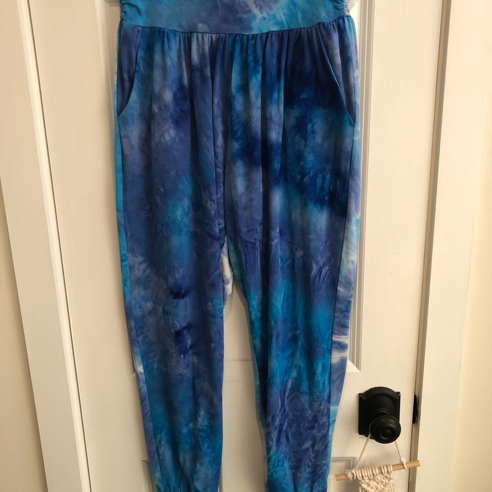 Blue Tie-Dye Yoga Pants
